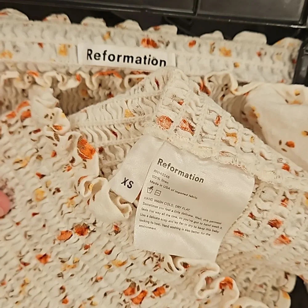 💕REFORMATION Clementine Ruched Floral Linen Top ~ Veronica Micro Floral XS NWOT